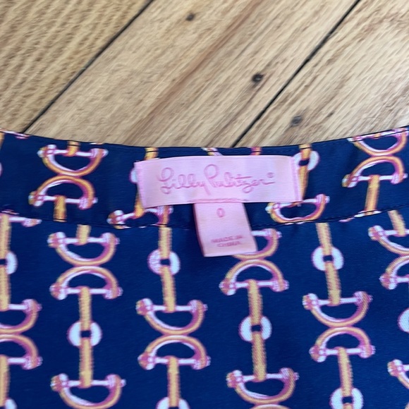 LILLY PULITZER Silk HORSE BIT Equestrian Ruffle Babydoll Dress size 0 - Picture 2 of 7